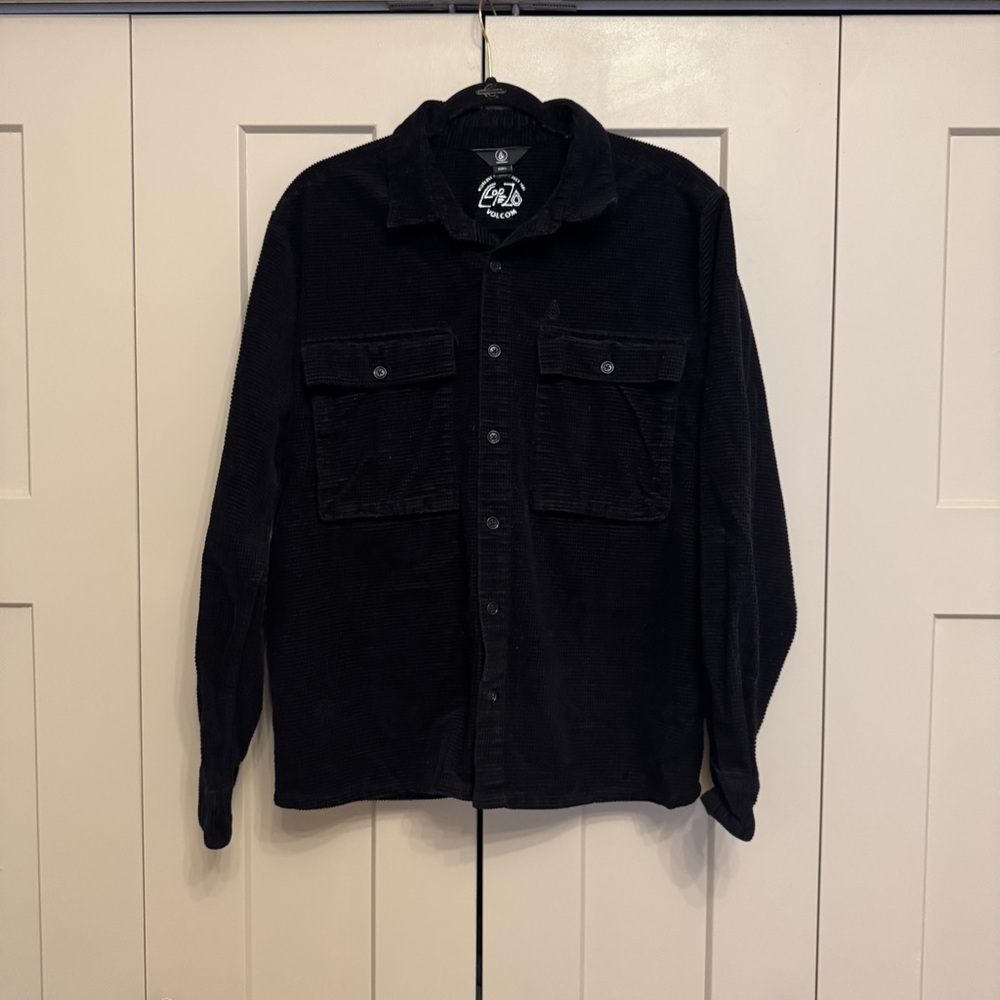 Volcom Black Corduroy Shacket Jacket Men’s Large | Button Up Overshirt